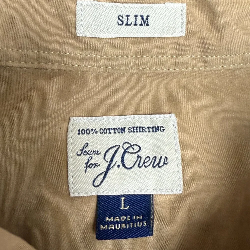 EUC Men's‎ J. CREW Slim Cotton Button Down Shirt Tan | Size L